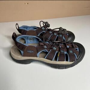 KEEN Newport H2 Women’s 7.5 Brown Blue Waterproof Hiking Sandals Made in Mexico